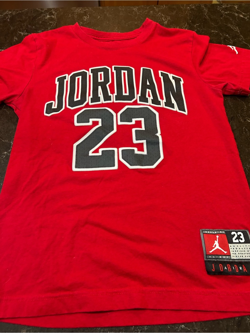 Jordan Red and Black Graphic Patch Tee
